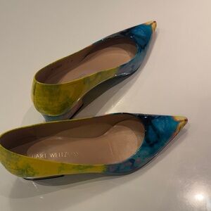 Stuart Weitzman Blue and Yellow Flats